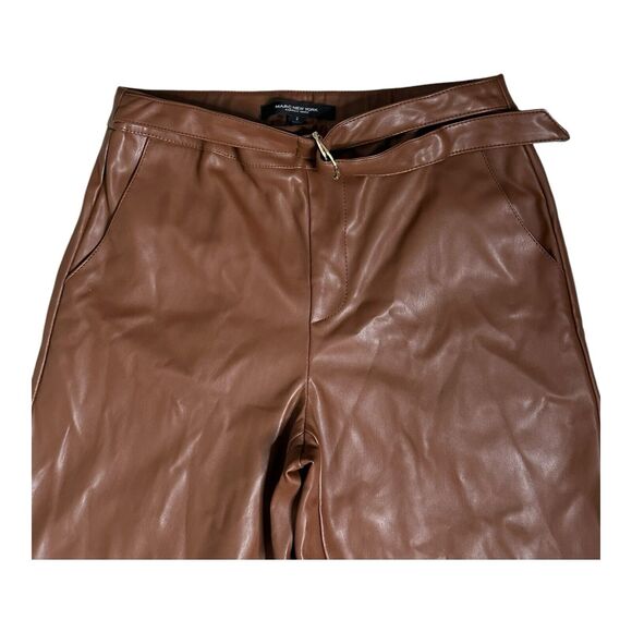 Marc New York Andrew Marc Womens Cognac Faux Leather Cropped Pants 2 - Picture 2 of 16